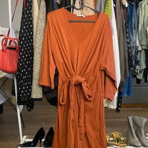Zara Medium Brick Color Long Dress